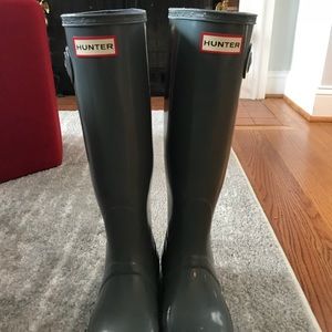 TALL GLOSS HUNTER RAIN BOOTS DARK SLATE